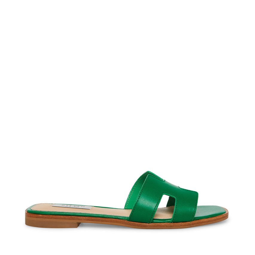 Sandalias de Diapositivas Steve Madden Hadyn Cuero Mujer Verde | ES RTE842